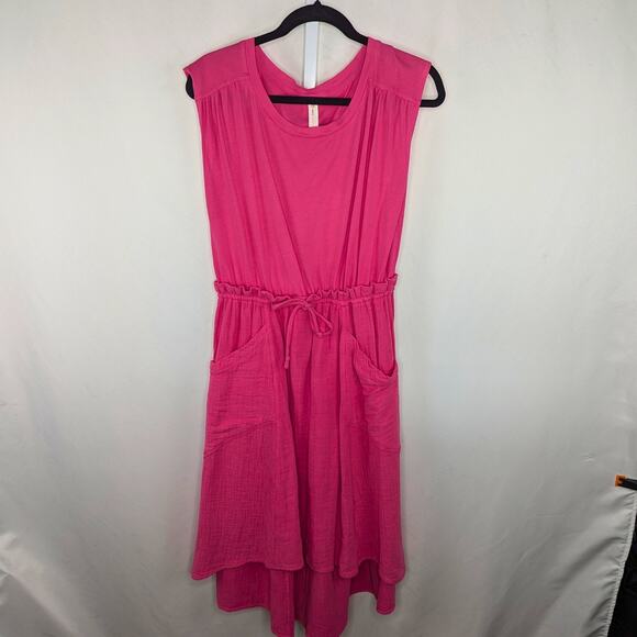 Anthropologie Daily Practice Fuchsia Midi Dress Casual Resortwear Lounge Brunch - Picture 1 of 8